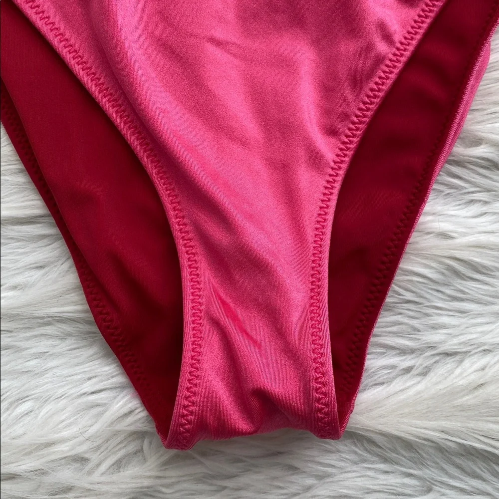 LA Hearts by PacSun | Pink & Red Reversible Ria V High Cut Bikini Bottom